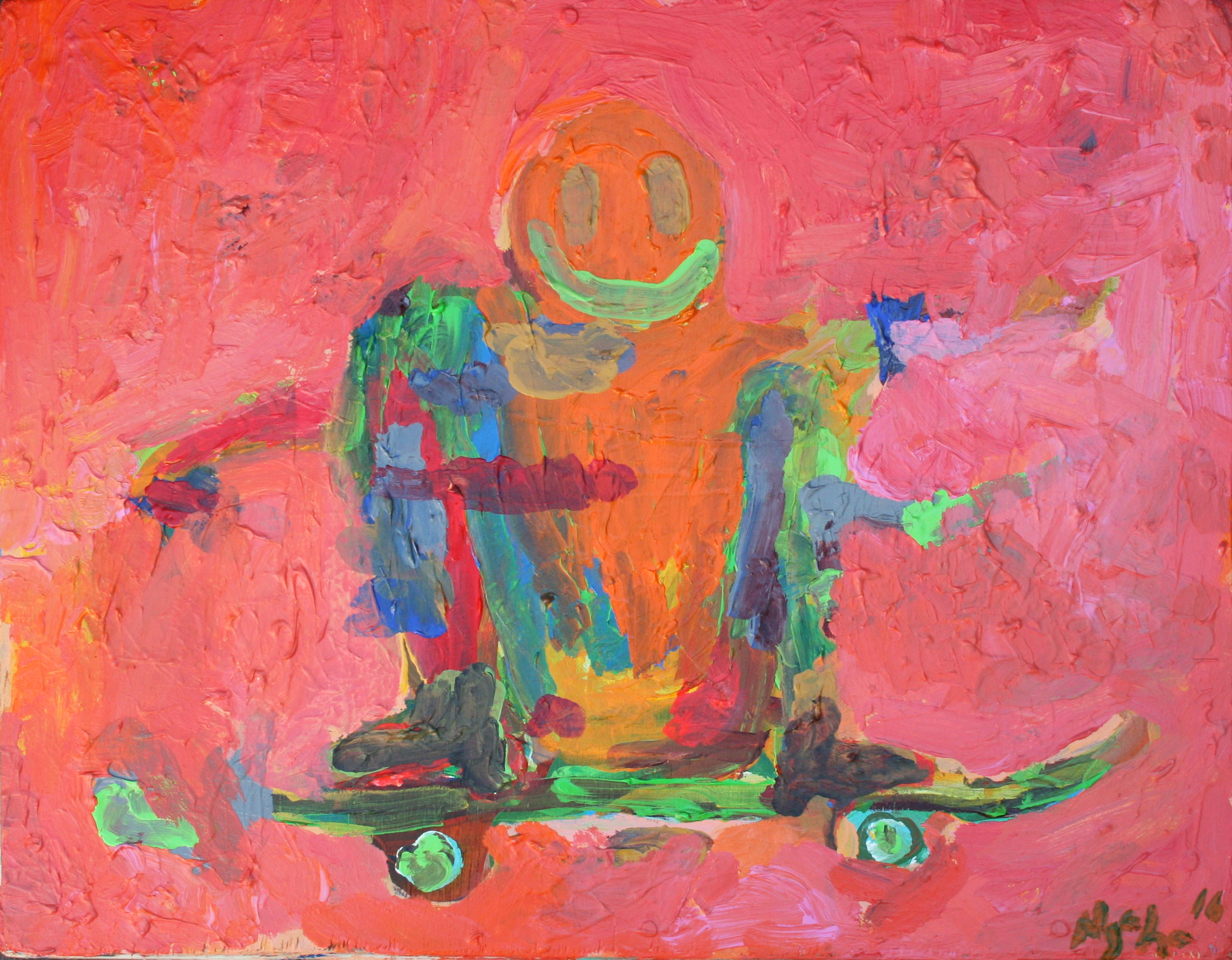 Painting by Pat Ngoho, Rolling Along