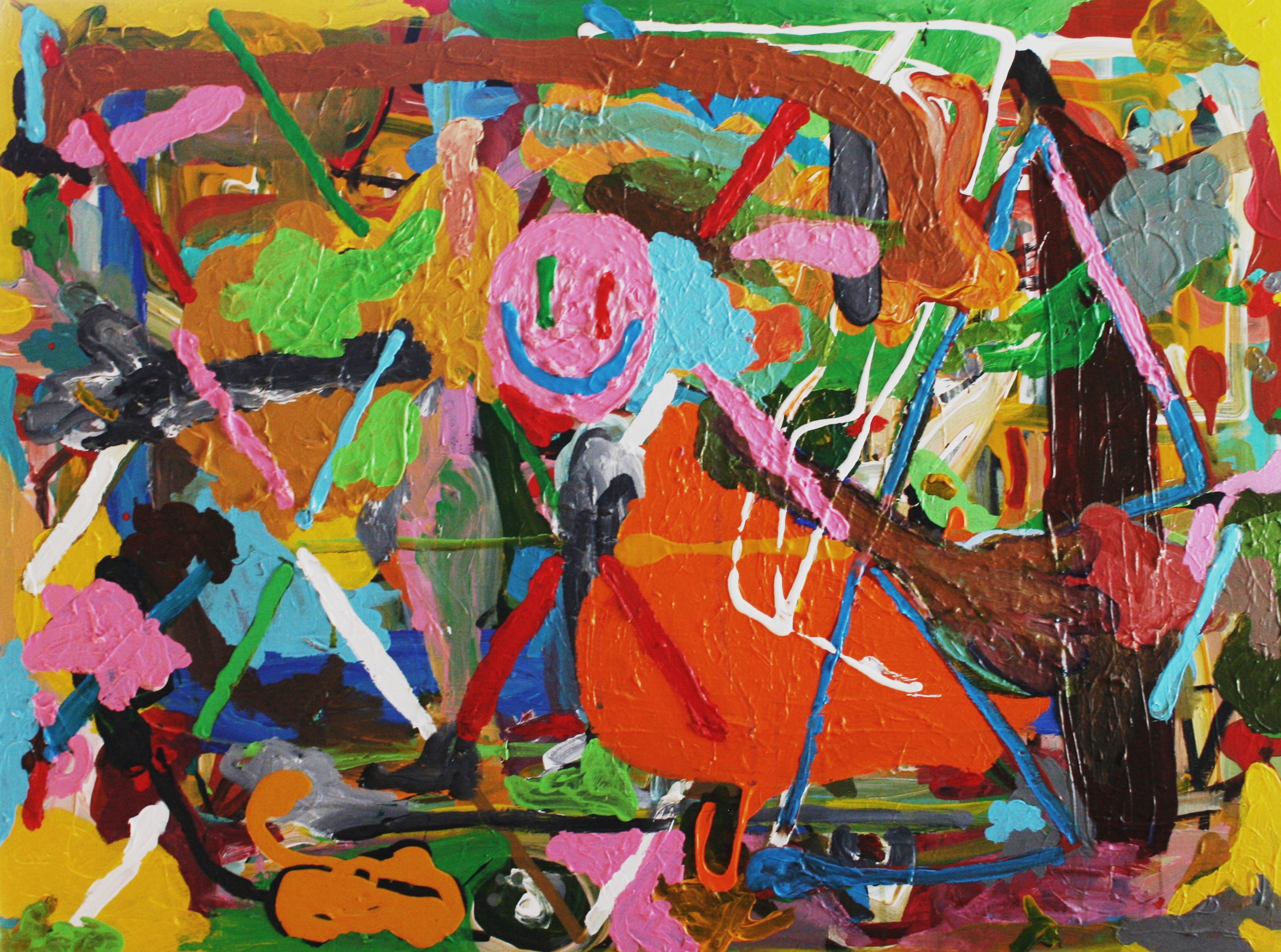Painting by Pat Ngoho, Making a Scene