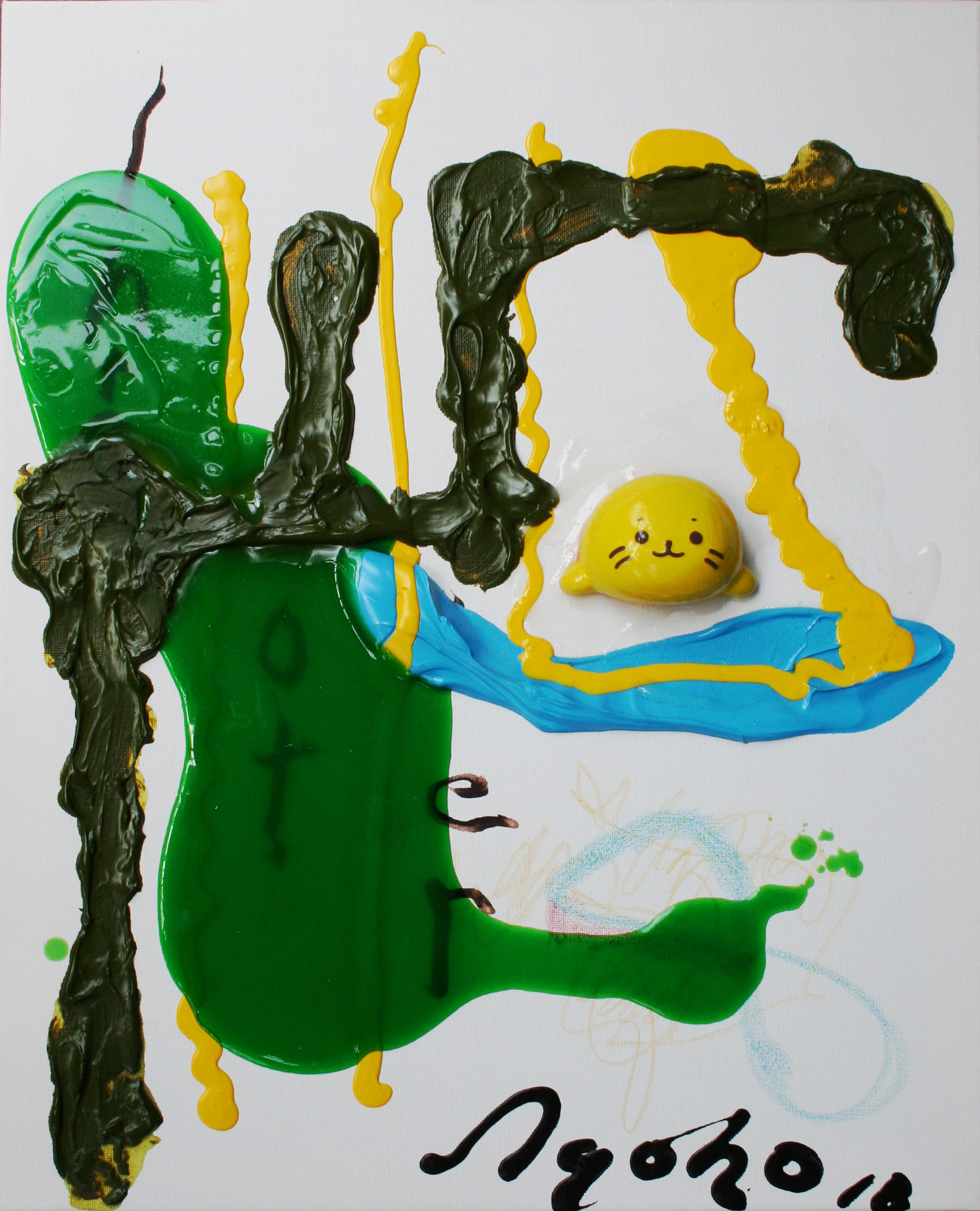 Painting by Pat Ngoho, With Toy